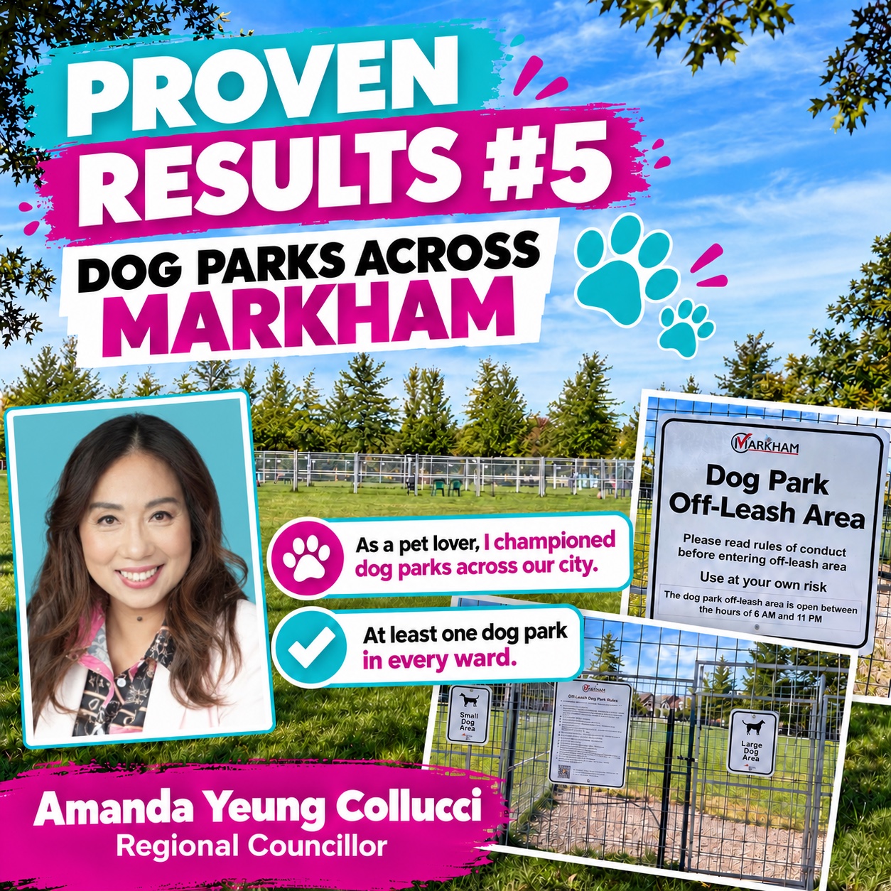 Campaign graphic: Dog parks across Markham