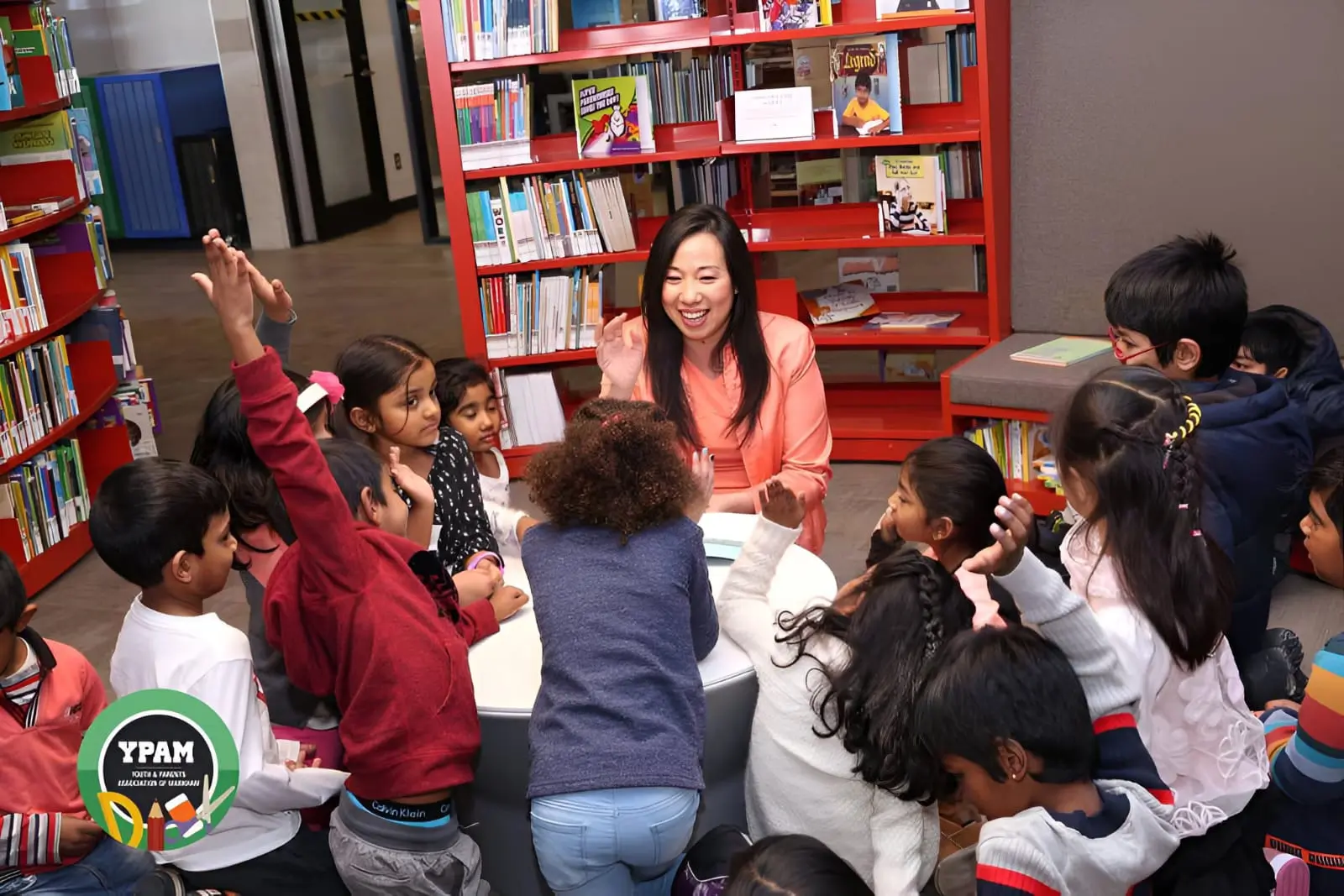 Amanda meeting young Markham residents